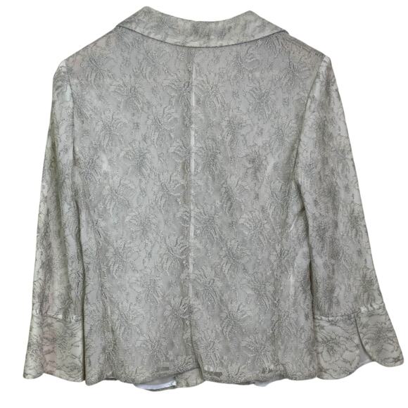 Armani Collezioni Made in Italy Size 6 Metallic Lace 3 Button Evening Jacket - Picture 5 of 8